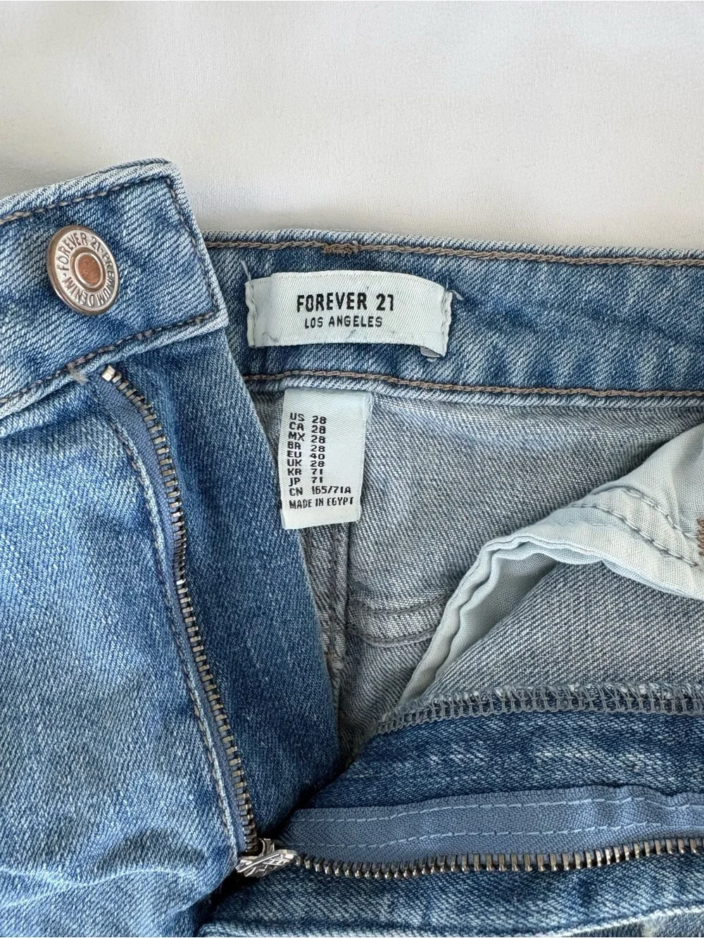 Forever 21 Light Blue Distressed Denim Mini Skirt